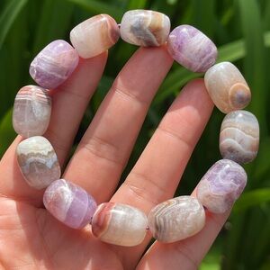 13mm stretchable barrel‎ shape aurora agate bracelet 0110